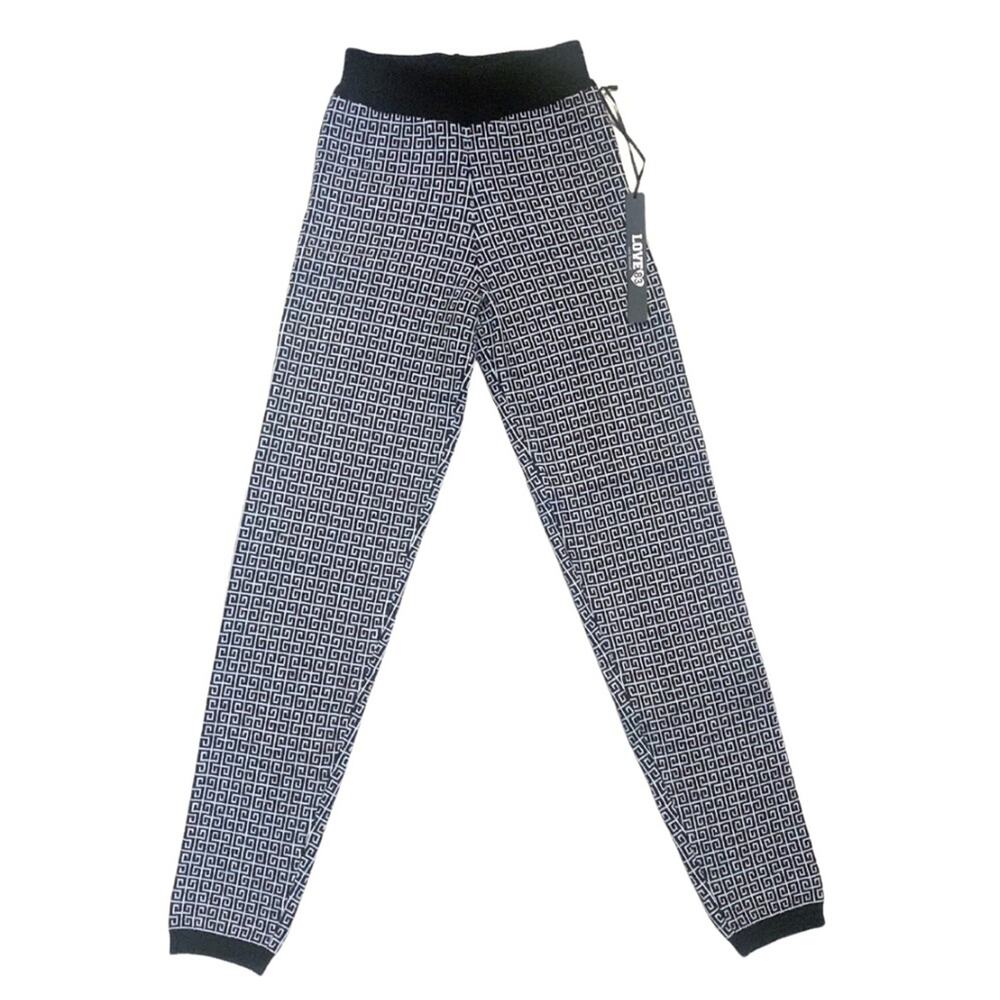 2/$30 Black White Jacquard Leggings Pants Print Small Stretch High Waist